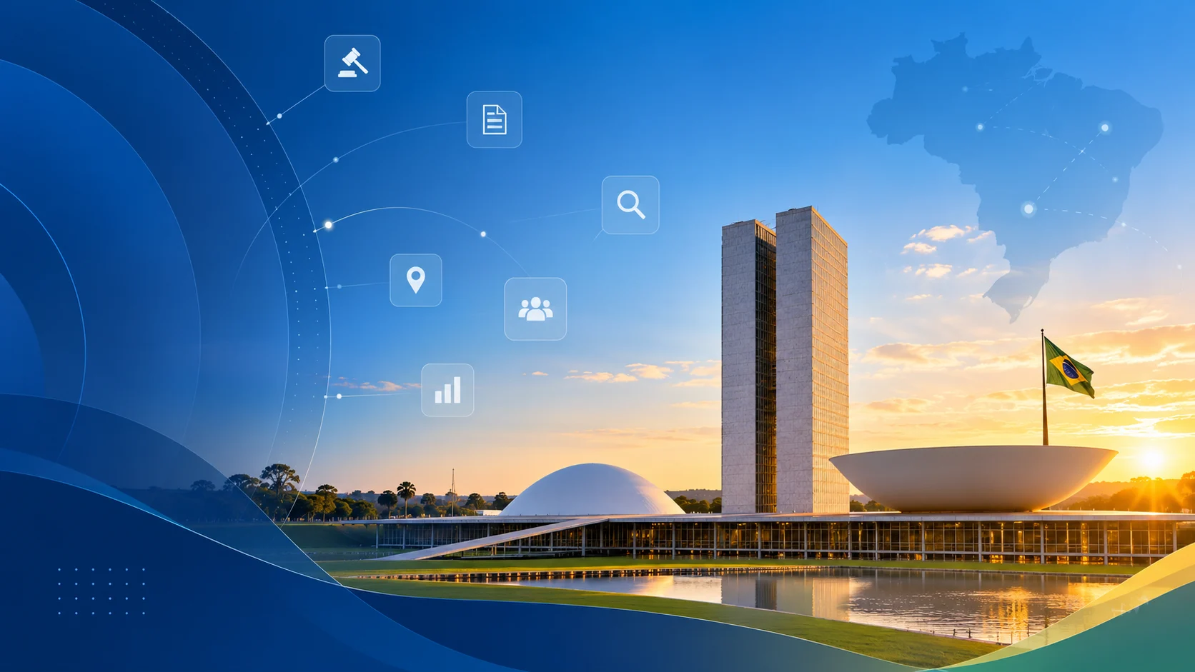 Congresso Nacional em Brasília ao pôr do sol